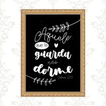 Quadro Moldura Dourada Salmo 121 45x34cm