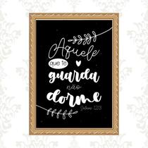 Quadro Moldura Dourada Salmo 121 45X34Cm