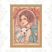 Quadro Moldura Dourada Signo Áries 33x24cm Quadro Moldura Dourada Signo Áries 33x24cm