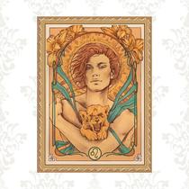 Quadro Moldura Dourada Signo Leão 24x18cm Quadro Moldura Dourada Signo Leão 24x18cm