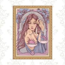 Quadro Moldura Dourada Signo Libra 24X18Cm