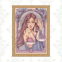 Quadro Moldura Dourada Signo Libra 45x34cm