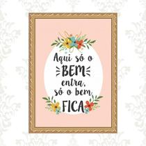 Quadro Moldura Dourada Só O Bem Fica 33X24Cm Quadro Moldura Dourada Só O Bem Fica 33X24Cm