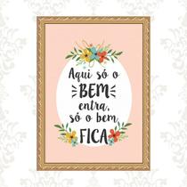 Quadro Moldura Dourada Só o Bem Fica 45x34cm Quadro Moldura Dourada Só o Bem Fica 45x34cm