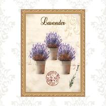 Quadro Moldura Dourada Vasinhos De Lavanda 33x24cm