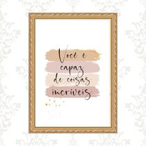 Quadro Moldura Dourada Você é Capaz 45x34cm
