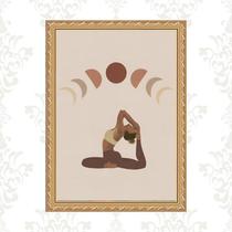 Quadro Moldura Dourada Yoga - Fases Lua 24X18Cm