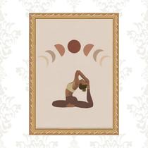 Quadro Moldura Dourada Yoga - Fases Lua 24x18cm