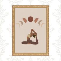 Quadro Moldura Dourada Yoga - Fases Lua 33x24cm