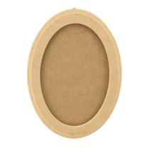 Quadro Moldura Oval Fundo Removível Decoração Artesanato 26x19 Mdf Madeira