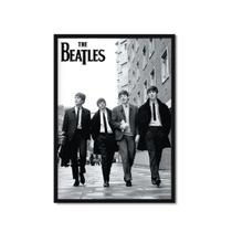 Quadro Moldura The Beatles Preto e Branco Sala Quarto Escritório 43x63