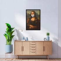 Quadro Mona Lisa de Máscara Pandemia 100x70 Caixa Preto Moldura Caixa, Preta