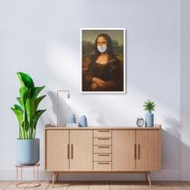 Quadro Mona Lisa de Máscara Pandemia 43x30 Caixa Branco Moldura Caixa, Branca