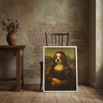 Quadro Mona Lisa King Charles spaniel 45x34cm Mold Branca Quadro Mona Lisa King Charles spaniel 45x34cm Mold Branca