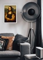 Quadro Mona Lisa Musculosa com Vidro e Moldura Branca Tamanho:21cm x 30cm (A4)
