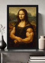 Quadro Mona Lisa Musculosa com Vidro e Moldura Preta Tamanho:21cm x 30cm (A4)
