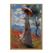 Quadro Monet Impressionismo paisagem campo e mulher decoração de casa