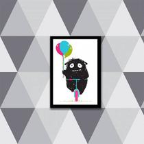 Quadro Monstrinho com Balão 24x18cm - com vidro