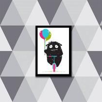 Quadro Monstrinho com Balão 45x34cm - com vidro Quadro Monstrinho com Balão 45x34cm - com vidro