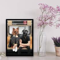 Quadro Montagem Cães Pessoas Metrô 33x24cm - com vidro