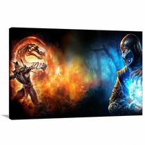 Quadro Mortal Kombat Scorpion e Subzero Tela em Tecido Quadro Mortal Kombat Scorpion e Subzero Tela em Tecido