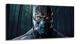 Quadro Mortal Kombat Sub Zero decorativo em Tecido Canvas 130x60