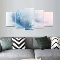 Quadro Mosaico 125X60 Pena Azul Arte Abstrata Decorativo Quadro Mosaico 125X60 Pena Azul Arte Abstrata Decorativo