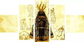 Quadro Mosaico 5 Partes Para Sala Nossa Senhora Aparecida