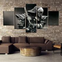 Quadro Mosaico 5 Partes Para Sala Samurai Guerreiro Ronin Hd