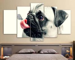 Quadro Mosaico 5 Partes Pug Cachorro Pet Dog