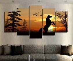 Quadro Mosaico 5 Peças Cavalo Por Do Sol Ultra Hd Quadro Mosaico 5 Peças Cavalo Por Do Sol Ultra Hd