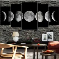 Quadro mosaico 5 peças fases da lua abstrato moderno painel para decoração de ambientes - NEYRAD