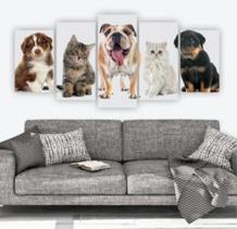 Quadro Mosaico 5 Peças Gatos E Cachorros/animais