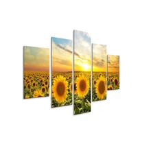 Quadro Mosaico 5 Peças Horizontal Fita Dupla Face Girassol