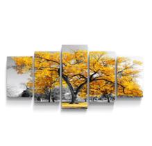 Quadro mosaico 5 peças ipê amarelo abstrato moderno painel para decoração de ambientes - NEYRAD
