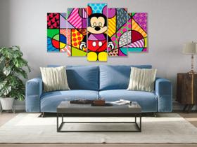 Quadro Mosaico 5 peças mdf 6mm Romero Brito mickey