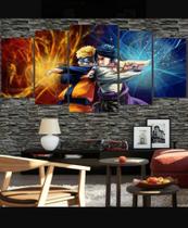 Quadro mosaico 5 peças naruto laranja azul abstrato moderno painel para decoração de ambientes - NEYRAD