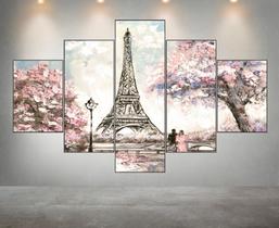 Quadro mosaico 5 peças Paris tipo pintura