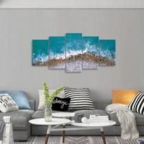 Quadro Mosaico 5 Peças Praia Paisagem decorativo Sala Quarto