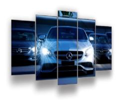 Quadro Mosaico 5pçs Mod117 Decoração Oficina Mercedes Bens - NEYRAD