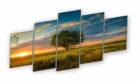 Quadro Mosaico Árvore Da Vida Nascer Do Sol 5 Peças Quadro Mosaico Árvore Da Vida Nascer Do Sol 5 Peças