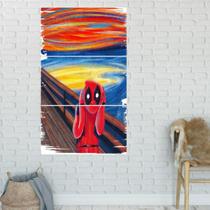Quadro Mosaico Dead Pool Grito 3 Peças Para Decoração de Ambientes