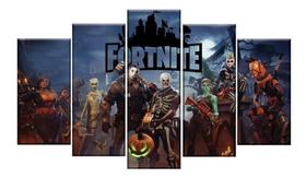 Quadro Mosaico Decoração Nerd Gammer 5 Peças Mdf Fortnite