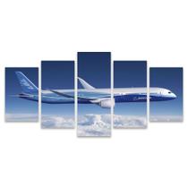 Quadro Mosaico Decorativo Avião Boeing 787 Dream Liner Azul Céu