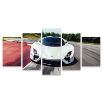 Quadro Mosaico Decorativo Carro Correndo Branco Corrida Esportivo