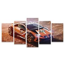 Quadro Mosaico Decorativo Carro De Corrida Laranja 63 Esportivo