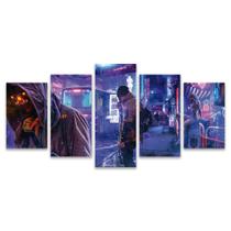 Quadro Mosaico Decorativo Jogo CyberPunk Japão Roxo Game Gamer