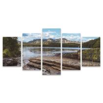 Quadro Mosaico Decorativo Lago Natureza Floresta Montanhas Rochas