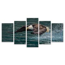 Quadro Mosaico Decorativo Mar Planando Gavião Pássaro Voando