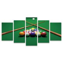 Quadro Mosaico Decorativo Mesa de Bilhar Tacos Jogo Bar 5 Peças Quadro Mosaico Decorativo Mesa de Bilhar Tacos Jogo Bar 5 Peças